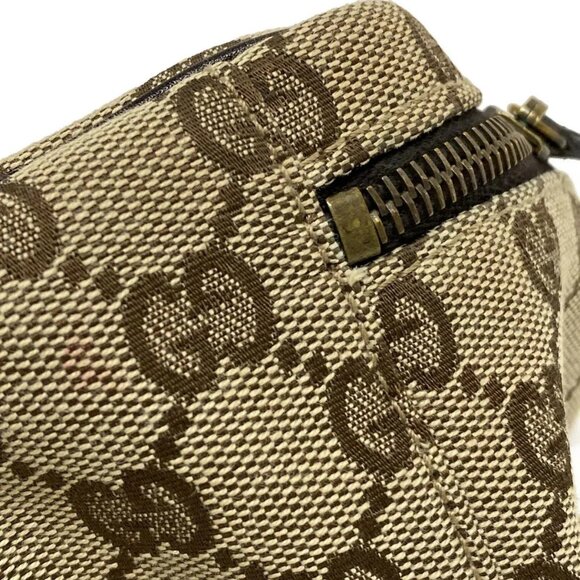 Auth GUCCI GG 106646 Beige Dark Brown Jacquard - Vanity Bag - Picture 10 of 16